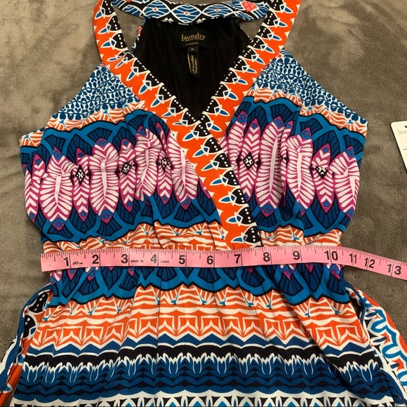 NWT LAUNDRY BY SHELLI SEGAL Mandarin Red Multi Patterned Sleeveless Wrap Dress 0 - Picture 15 of 15